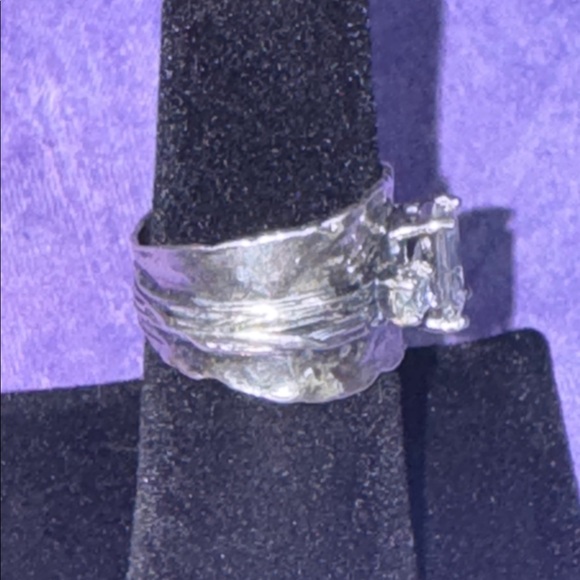 Silver Israel CZ Band Ring